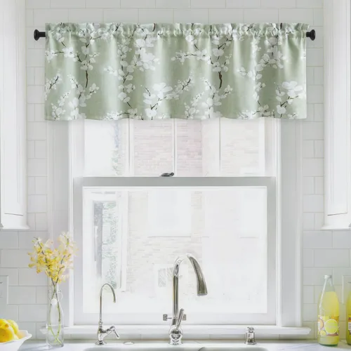 Miniatura 25 de FMFUNCTEX - Cortinas 100% blackout, 63 pulgadas de largo, estampado floral, aislamiento térmico, bolsillo para cortinero, 2 paneles, estilo granja