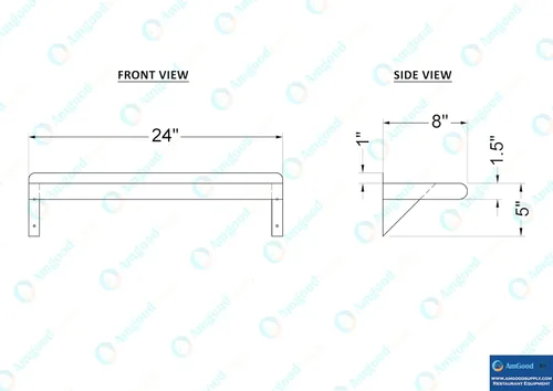 Miniatura 5 de AmGood Estante de pared de acero inoxidable de 24 pulgadas de largo x 8 pulgadas de profundidad Certificado NSF Estantería de metal