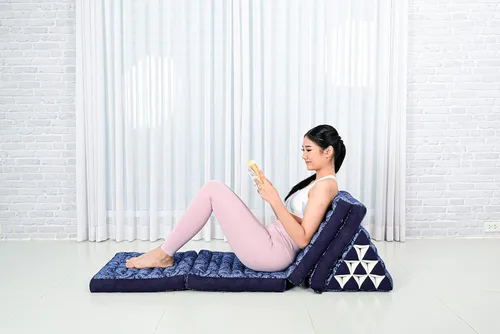 Miniatura 3 de Leewadee Cómodo colchón japonés de suelo, cama tailandesa con cojín triangular, colchón futón, tapete de masaje tailandés extra largo, 89 x 20 CBT1