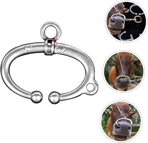 Miniatura 3 de GANAZONO Anillo de nariz de ganado de vaca con alicates de nariz de resorte, anillo de acero inoxidable para manejo de ganado, suministros de 3.14 x