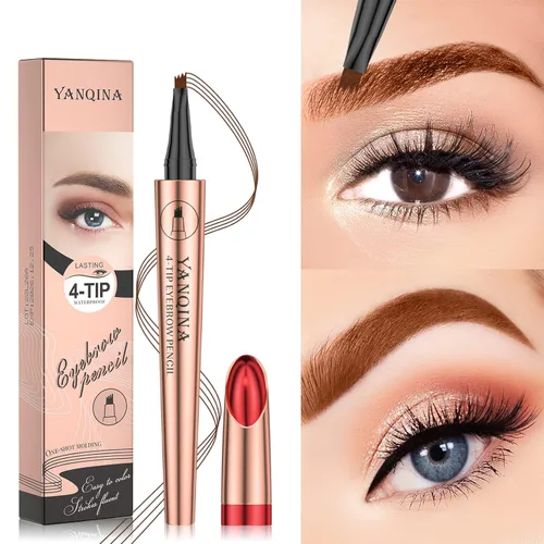 Miniatura 3 de Lápiz de cejas negro Liquid Microblading. Resistente al agua, de larga duración, natural, pluma de cejas con punta de horquilla de 4 puntos