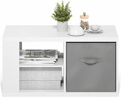 Miniatura 7 de Furinno Viola Mesa de Café, Mesa de Centro Moderna de 3 Niveles con Tablero de 1.2 Pulgadas de Grosor, Mesa Auxiliar con Estante Abierto y Blanco