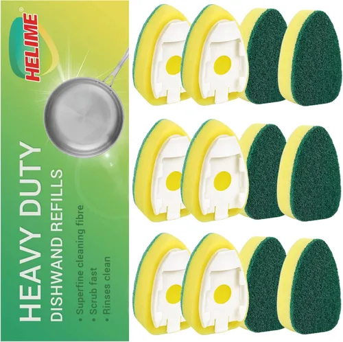 Miniatura 7 de Repuestos Dishwand - Cabezales de esponjas de repuesto – Reemplazo de varita de platos antiarañazos, dispensador de cepillos de puntos de fregado