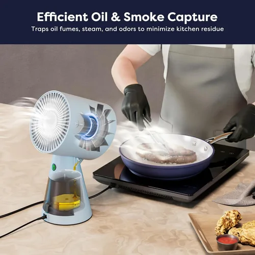 Miniatura 3 de CIARRA Campana extractora portátil, campana extractora de escritorio con ventilador de escape de 2 velocidades, filtro de aluminio desmontable, taza