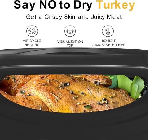 Miniatura 3 de Horno tostador Sunvivi, horno tostador eléctrico con tapa de visualización, tostadores de pavo de 30 libras y 26 cuartos de galón con función única