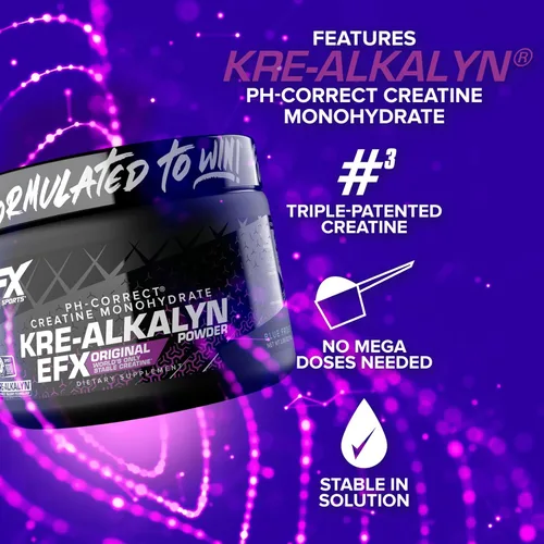 Miniatura 3 de EFX Sports Kre-Alkalyn EFX Powder Suplemento en polvo de monohidrato de creatina pH correcto Fuerza, crecimiento muscular y rendimiento 55