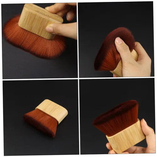 Miniatura 4 de FOMIYES Cepillo de cerdas flexibles, plumero de pelo para peluqueros peluquero, cepillo de depilación, plumero de cuello, mango de bambú