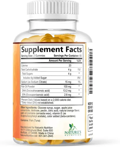Miniatura 9 de Gomitas de aceite de pescado Omega 3 – Suplemento de goma Omega 3 de triple fuerza con alta absorción DHA y EPA – Apoyo para el corazón