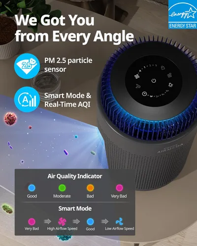 Miniatura 5 de COWAY Airmega 100 - Purificadores de aire para el hogar de hasta 810 pies cuadrados, filtro HEPA y de carbono para humo, alergias, caspa