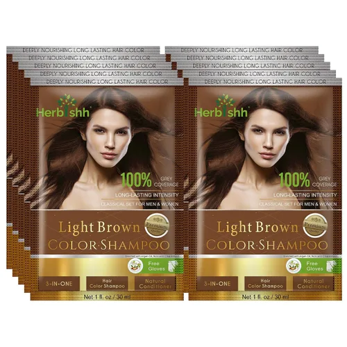 Herbishh Champú de color para cabello gris – Champú de tinte natural para el cabello con máscara de argán – Tamaño de viaje – Colores de cabello en