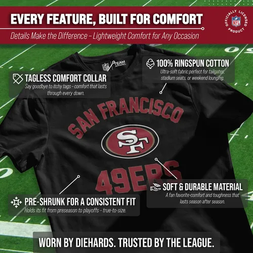 Miniatura 3 de Team Fan Apparel NFL - Camiseta Gameday para adultos, mezcla de algodón, sin etiquetas, semiajustada, da rienda suelta a tu espíritu