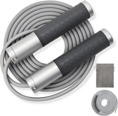 Cuerda de saltar con peso para hombres, mujeres (1.5 libras) – Asas de acero aleado, cuerda de salto de velocidad, gimnasio, interior/exterior,