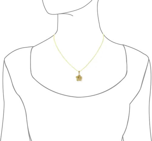 Miniatura 4 de Collar con colgante de hibisco de plata de ley de 0.669 in, extensor de 16+2 pulgadas