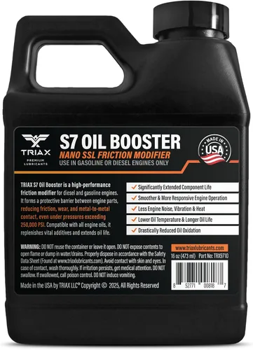 Miniatura 2 de Triax Max Oil Booster S7, limpiador de lodos de motor, refuerzo TBN, modificador de fricción, estabilizador de viscosidad, inhibidor de oxidación