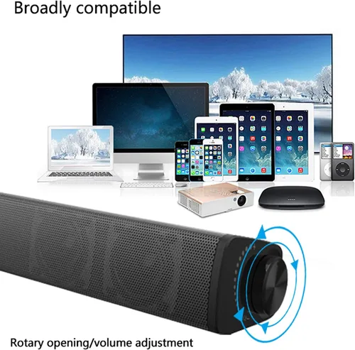 Miniatura 8 de Barra de sonido portátil para TV/PC, exterior/interior con cable e inalámbrico Bluetooth 5.0 altavoz con control remoto y cable óptico, barra
