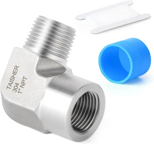 Miniatura 29 de TAISHER 2 piezas de acero inoxidable 304 cuadrado codo Barstock Street de 90 grados, tubo hembra NPT de 1/8 pulgadas a tubo hembra NPT de 1/8