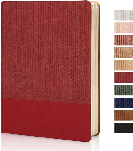 Miniatura 18 de Cuaderno con Líneas para Trabajo, Cuaderno de Notas con Rayas Universitarias 5.79"x8.27" A5 Cuero PU para Escritura Diaria 216 Páginas para Mujeres