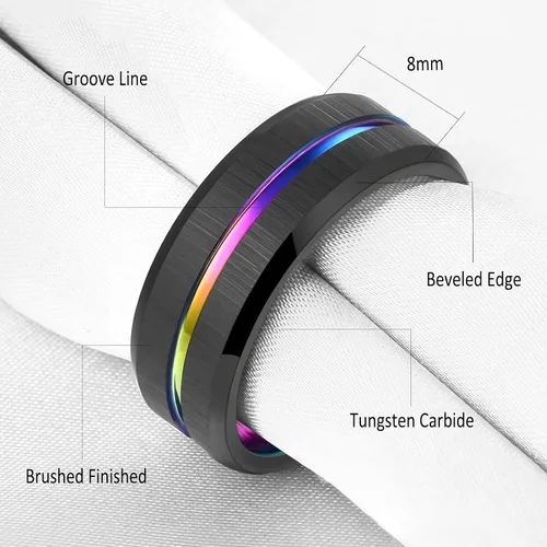 Miniatura 9 de Sheloves - Anillos de boda chapados en negro para parejas y mujeres, juego de anillos de boda de tungsteno para hombre y mujer