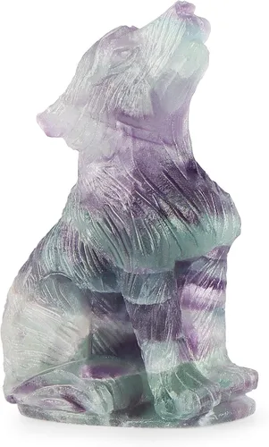 Miniatura 9 de Artistone Figuras de lobo de cristal de amatista de 2.0 pulgadas, regalo de piedras preciosas talladas a mano, estatua de lobos, tallas de animales