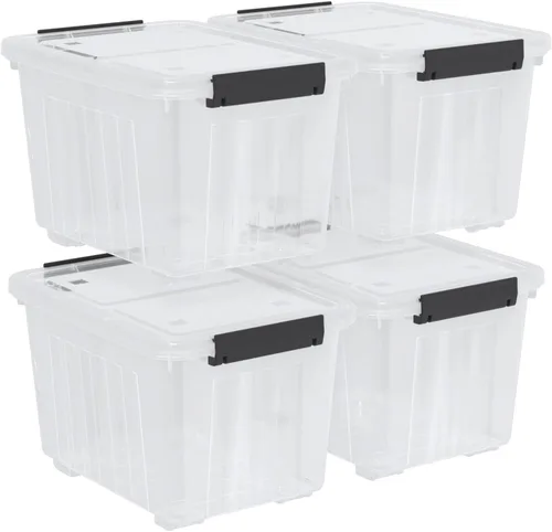 Miniatura 12 de Caja de almacenamiento de plástico de 6 cuartos de galón con asa, contenedor de cierre transparente con tapas, 6 paquetes