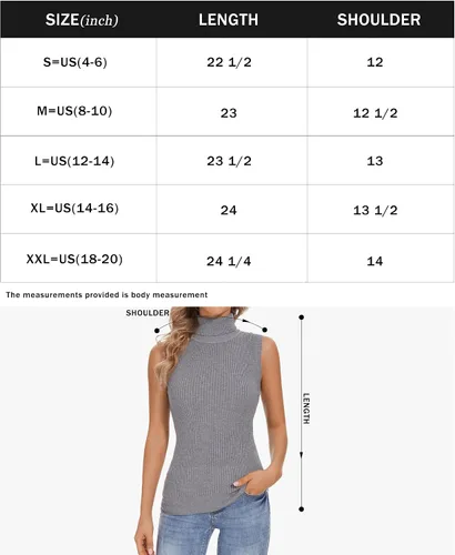 Miniatura 6 de Biffxeu Cuello alto sin mangas para mujer, chaleco ligero de punto sin mangas, cuello alto elástico