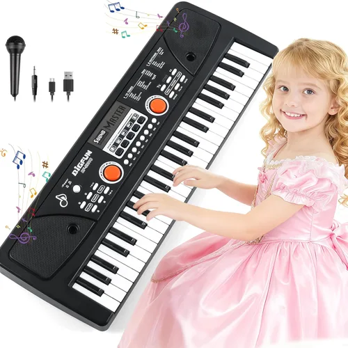 Teclado de piano para niños, piano eléctrico de 49 teclas, juguete de aprendizaje musical para principiantes con micrófono, juguetes musicales,