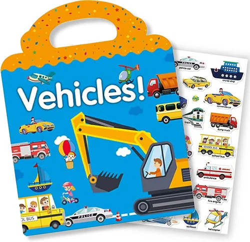 Miniatura 13 de Libro de calcomanías reutilizables para niños, calcomanías de animales, juguetes educativos de aprendizaje, calcomanías de viaje, libros