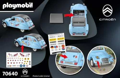 Miniatura 9 de PLAYMOBIL Classic Car 70640 Citroën 2 CV, pato con capucha extraíble, coleccionable para fanáticos de los coches, juguete para coleccionistas