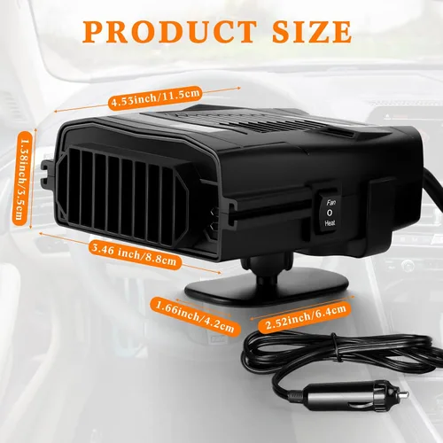 Miniatura 2 de Baquler 2 Piezas 12 V 150 W Calentador de Coche Ventilador Invierno Desempañador y Descongelador de Parabrisas Calentadores de Asiento 2 en 1