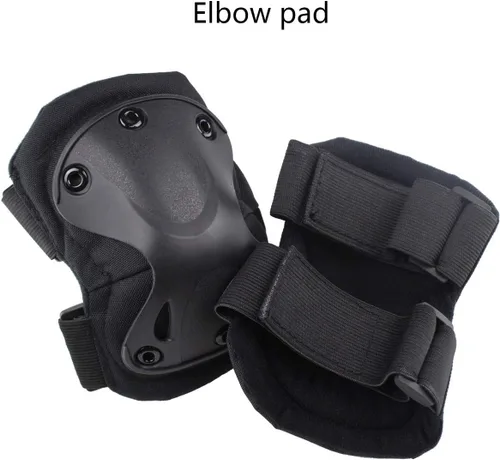 Miniatura 6 de Almohadillas Protectoras Tácticas de Combate para Rodilla y Codo para Juegos de Paintball CS al Aire Libre, Ciclismo, Seguridad, Equipo de Negro
