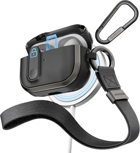Miniatura 15 de MAGEASY Odyssey - Funda para AirPods Pro 2, funda resistente para AirPods Pro con bloqueo seguro, clip de mosquetón para protección a prueba