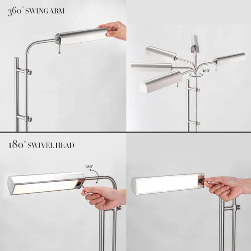 Miniatura 4 de O'Bright Cedric - Lámpara de pie ajustable para farmacia, diseño industrial para lectura, manualidades, trabajo, LED de 10 W, altura de 45 a 61