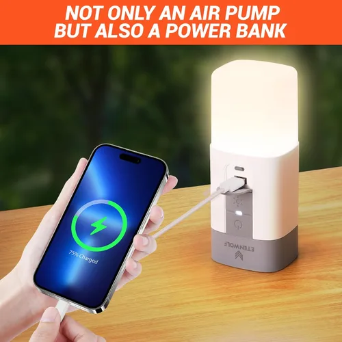 Miniatura 7 de ETENWOLF AIR 5 PRO MAX Bomba de aire para inflables, bomba de aire eléctrica portátil con batería de 10400 mAh, inflador rápido 4 veces