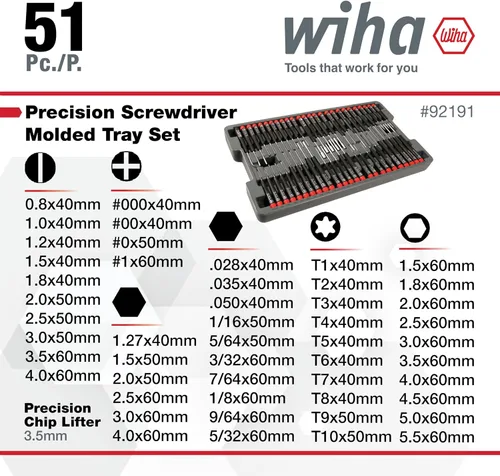 Miniatura 4 de Wiha 92191 Destornilladores de precisión Juego maestro de 51 piezas en bandeja de almacenamiento
