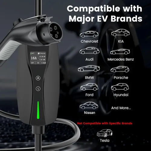 Miniatura 7 de Cargador EV de nivel 1/2, cargador de coche eléctrico de corriente ajustable de 16A, enchufe NEMA 5-15/adaptador NEMA 6-20, retardo de temporización