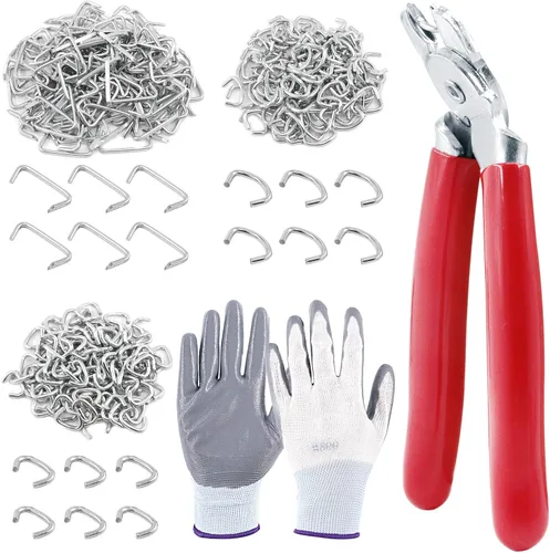 Keadic 362 alicates en ángulo de cerdo con anillos de cerdo galvanizados, guantes, anillos de cerdo de 3/4 pulgadas, 1/2 pulgadas y 3/8 pulgadas,