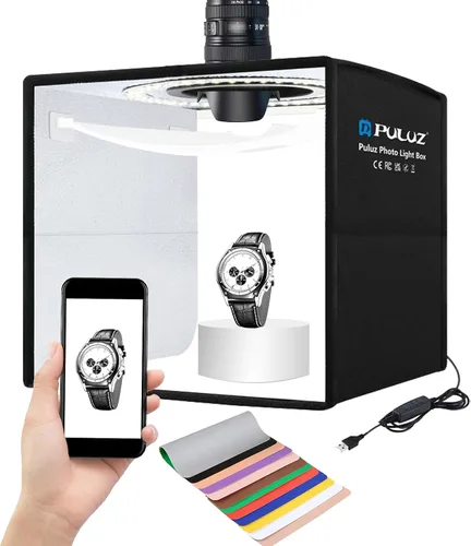 PULUZ Caja de luz de estudio fotográfico de 10 x 10 pulgadas, caja de carpa de fotografía plegable portátil, pequeña caja de luz para tomas lightbox