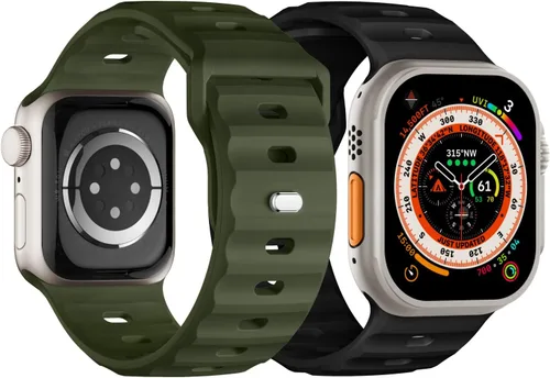 Miniatura 18 de Correa deportiva compatible con Apple Watch Ultra 2 Band de 1.929 in 1.811 in 1.772 in 1.732 in 1.654 in para hombres, correas de silicona suave