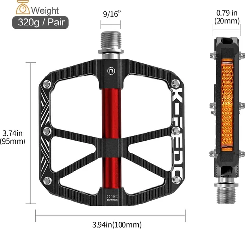 Miniatura 2 de Pedales de bicicleta de montaña MTB, plataforma plana, aleación de aluminio, antideslizante, 9/16 pulgadas, pedales de bicicleta de metal con 3