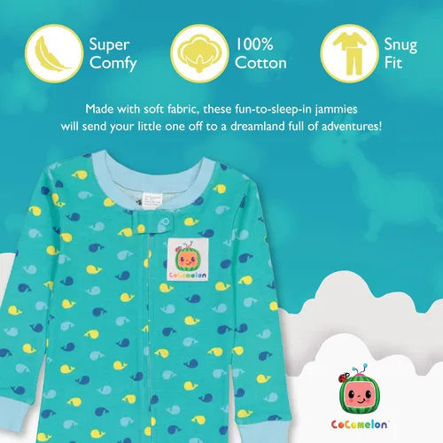 Miniatura 3 de CoComelon Pijama unisex de algodón ajustado sin pies para niños