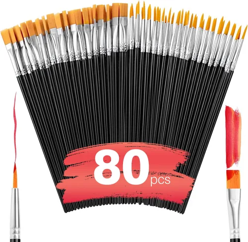 Miniatura 17 de AROIC Pinceles de pintura acrílica, 6 paquetes/60 piezas, juego de pinceles de nailon para pintura al óleo para acuarela, kits profesionales de Rosa