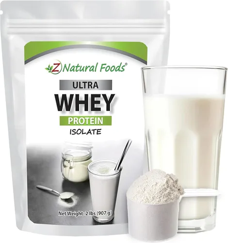 Z Natural Foods Polvo aislado de proteína de suero Ultra Whey, polvo de proteína de suero puro, sin sabor, sin azúcar, aislado de suero sin sabor