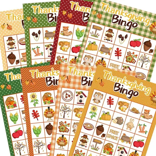 Miniatura 2 de Fancy Land Juego de bingo de Acción de Gracias para niños, 24 jugadores, 8 diseños, multicolor para actividades escolares, fiestas, suministros