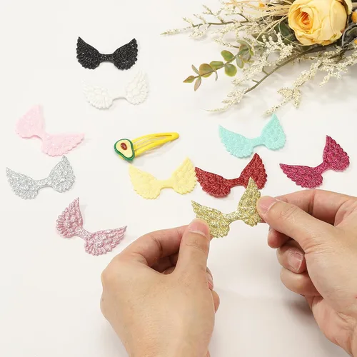 Miniatura 5 de PATIKIL 30 alas de ángel para manualidades, mini alas de ángel con purpurina, alas de tela para coser, parches de muñeca, adornos para accesorios