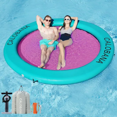 CALOBANA Anillo Flotante Redondo Inflable Hamaca de Agua Flotadores de Río de Alta Resistencia Flotadores de Lago para Adultos Plataforma de Isla