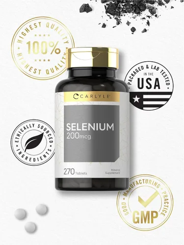 Miniatura 5 de Carlyle Suplemento de selenio 200 mcg 270 tabletas Fórmula vegetariana, sin OMG y sin gluten
