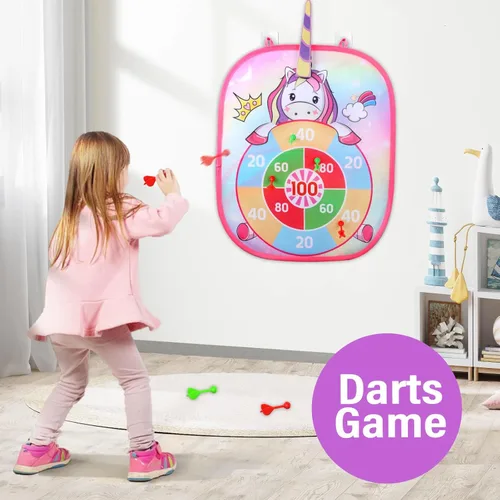 Miniatura 4 de YOTOY Juego de lanzamiento de bolsas de frijoles para niños, juguetes al aire libre de 3 a 8 años: juegos de fiesta de unicornio, actividades