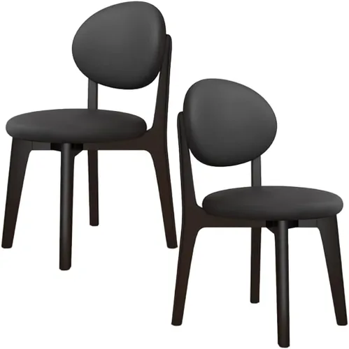 Miniatura 50 de YVYKFZD Juego de sillas de comedor, sillas de cocina de madera maciza, silla de comedor de granja con respaldo curvo, silla tapizada de cuero