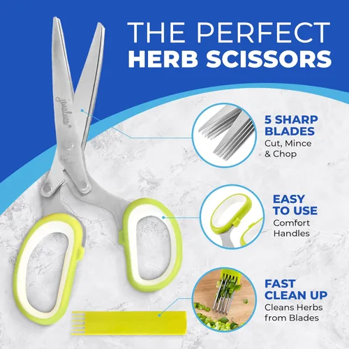Miniatura 2 de Jenaluca Tijeras de hierbas de 5 hojas – Tijeras de ensalada – Corte y corte hierbas frescas y verduras de hoja verde – Juego de tijeras de cocina