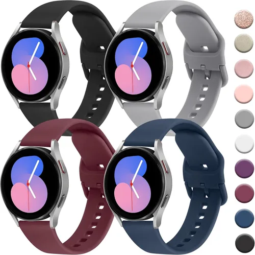 Miniatura 15 de 4 PACK Bands Compatible with Samsung Galaxy Watch 4 40mm 44mm/ 4 Classic 42mm 46mm, 20mm Adjustable Silicone Sport Replacement Strap for Samsung